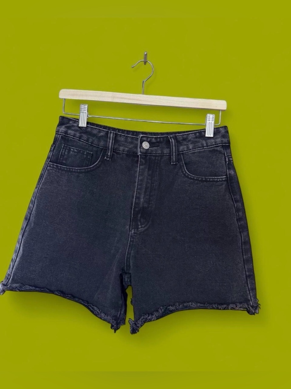 High-Rise Black Denim Women's Shorts